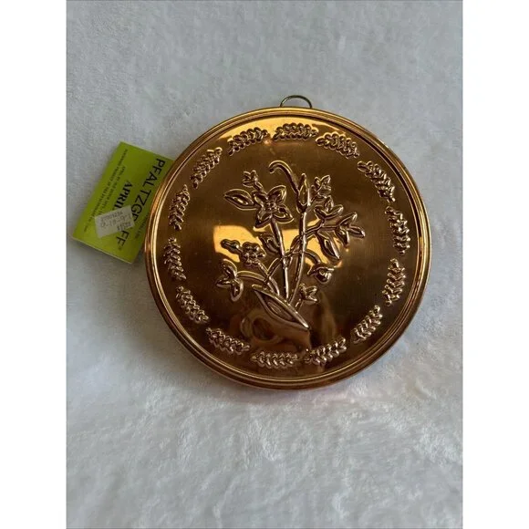 Vintage Cooper Tin Jello Mold Decor Flowers Floral Korea ODI Pfaltzgraff - Picture 3 of 9